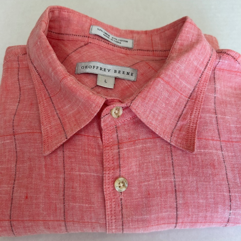 Men’s Long Sleeve Button Down Shirt, Large, Geoffrey Beene